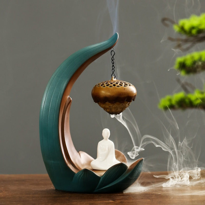 led lotus coil incense burner